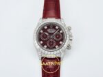 Rolex Daytona SONIC RXF Deep red Diamond bezel, diamond SONIC Factory 40mmx12.5mm Ön Cephe Kadran ve Kasa Görünümü Super Clone — Kadran ve Bezel Görünümü