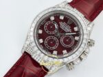 Rolex Daytona SONIC RXF Deep red Diamond bezel, diamond SONIC Factory 40mmx12.5mm Sol 45 Derece Çapraz Kasa ve Bezel Profili — Kadran ve Bezel Görünümü