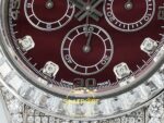 Rolex Daytona SONIC RXF Deep red Diamond bezel, diamond SONIC Factory 40mmx12.5mm Sol Yan Kasa Kalınlık ve Fırçalanmış Yüzey — Kadran ve Bezel Görünümü