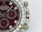 Rolex Daytona SONIC RXF Deep red Diamond bezel, diamond SONIC Factory 40mmx12.5mm Yatay Kasa, Bezel ve Kordon Bütünlüğü Super — Kadran ve Bezel Görünümü