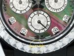 Rolex Daytona SONIC RXF Diamond bezel Multicolor dial Black SONIC Factory 40mmx12.5mm Sol Yan Kasa Kalınlık ve Fırçalanmış Yüzey — Kadran ve Bezel Görünümü