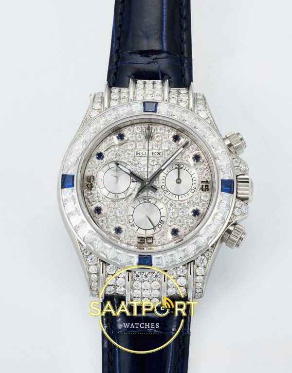 Rolex Daytona SONIC RXF Diamond dial Diamond bezel, diamond SONIC Factory 40mmx12.5mm Ön Cephe Kadran ve Kasa Görünümü Super