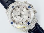 Rolex Daytona SONIC RXF Diamond dial Diamond bezel, diamond SONIC Factory 40mmx12.5mm Sağ 45 Derece Çapraz Kasa ve Kurma Tepesi — Kadran ve Bezel Görünümü