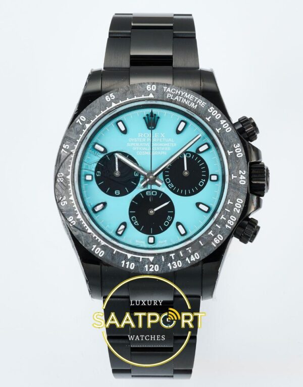 Rolex Daytona SONIC RXF Electroplated black bezel Tiffany blue SONIC Factory 40mmx12.5mm Ön Cephe Kadran ve Kasa Görünümü Super