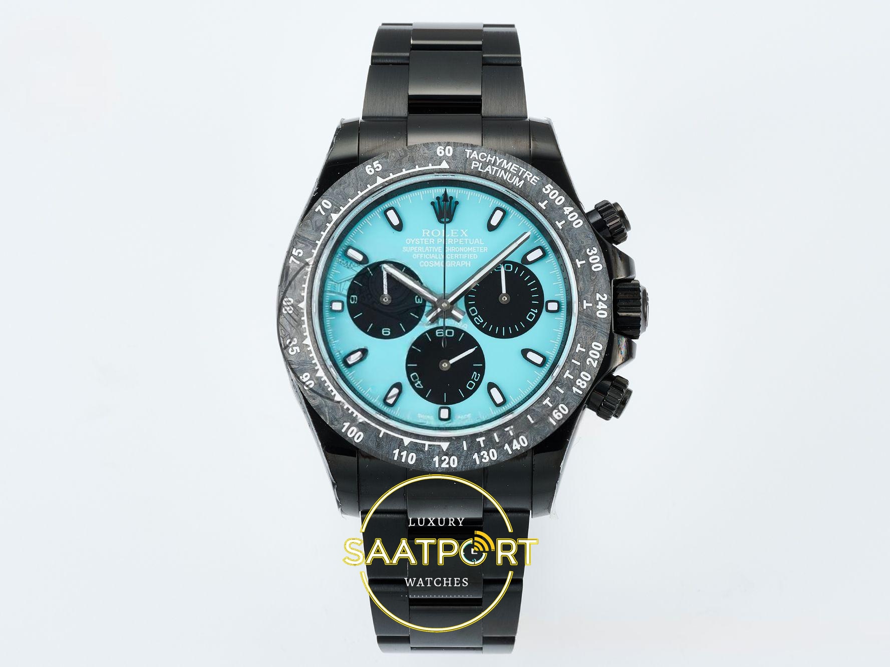 Rolex Daytona SONIC RXF Electroplated black bezel Tiffany blue 40mmx12.5mm 904L Buz Mavisi / Tiffany Kadran SONIC Factory Super Clone ETA Saat - Ön Cephe Kadran ve Kasa Görünümü Rolex Daytona SONIC RXF Electroplated black bezel Tiffany blue SONIC Factory 40mmx12.5mm Ön Cephe Kadran ve Kasa Görünümü Super