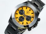 Rolex Daytona SONIC RXF Electroplated black bezel yellow dial SONIC Factory 40mmx12.5mm Sağ 45 Derece Çapraz Kasa ve Kurma Tepesi — Kadran ve Bezel Görünümü