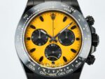 Rolex Daytona SONIC RXF Electroplated black bezel yellow dial SONIC Factory 40mmx12.5mm Sol 45 Derece Çapraz Kasa ve Bezel — Kadran ve Bezel Görünümü