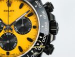 Rolex Daytona SONIC RXF Electroplated black bezel yellow dial SONIC Factory 40mmx12.5mm Sol Yan Kasa Kalınlık ve Fırçalanmış — Kadran ve Bezel Görünümü