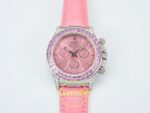 Rolex Daytona SONIC RXF Pink diamond bezel Pink dial SONIC Factory 40mmx12.5mm Ön Cephe Kadran ve Kasa Görünümü Super Clone ETA — Kadran ve Bezel Görünümü