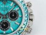 Rolex Daytona SONIC RXF Turquoise dial Diamond bezel diamond SONIC Factory 40mmx12.5mm Yatay Kasa, Bezel ve Kordon Bütünlüğü — Kadran ve Bezel Görünümü