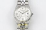 Rolex Land Dweller 127334 DIWF White Textured Dial on ZF Factory 40mmx10.3mm Kadran İndeks ve İbre Detay Yakın Çekim Super Clone — Kadran ve Bezel Görünümü