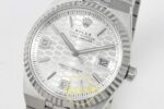 Rolex Land Dweller 127334 DIWF White Textured Dial on ZF Factory 40mmx10.3mm Sağ 45 Derece Çapraz Kasa ve Kurma Tepesi Profili — Kadran ve Bezel Görünümü