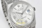 Rolex Land Dweller 127334 DIWF White Textured Dial on ZF Factory 40mmx10.3mm Sol 45 Derece Çapraz Kasa ve Bezel Profili Super — Kadran ve Bezel Görünümü