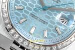 Rolex Land Dweller 127335 2F Ice Blue Textured Dial ZF Factory 40mmx10.3mm Yatay Kasa, Bezel ve Kordon Bütünlüğü Super Clone ETA — Kadran ve Bezel Görünümü