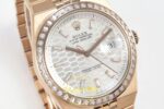Rolex Land Dweller 127335 2F White Textured Dial Diamonds ZF Factory 40mmx10.3mm Sol 45 Derece Çapraz Kasa ve Bezel Profili Super — Kadran ve Bezel Görünümü