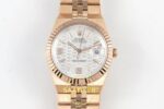 Rolex Land Dweller 127335 2F White Textured Dial on ZF Factory 40mmx10.3mm Kadran İndeks ve İbre Detay Yakın Çekim Super Clone — Kadran ve Bezel Görünümü