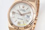 Rolex Land Dweller 127335 2F White Textured Dial on ZF Factory 40mmx10.3mm Sağ 45 Derece Çapraz Kasa ve Kurma Tepesi Profili — Kadran ve Bezel Görünümü