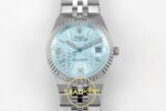Rolex Land Dweller 127336 DIWF Ice Blue Textured Dial ZF Factory 40mmx10.3mm Ön Cephe Kadran ve Kasa Görünümü Super Clone ETA Saat — Kadran ve Bezel Görünümü